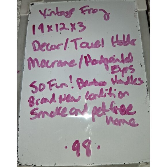 Vintage Macramé Frog Wall Hanging With Ceramic Eyes - Picture 10 of 10